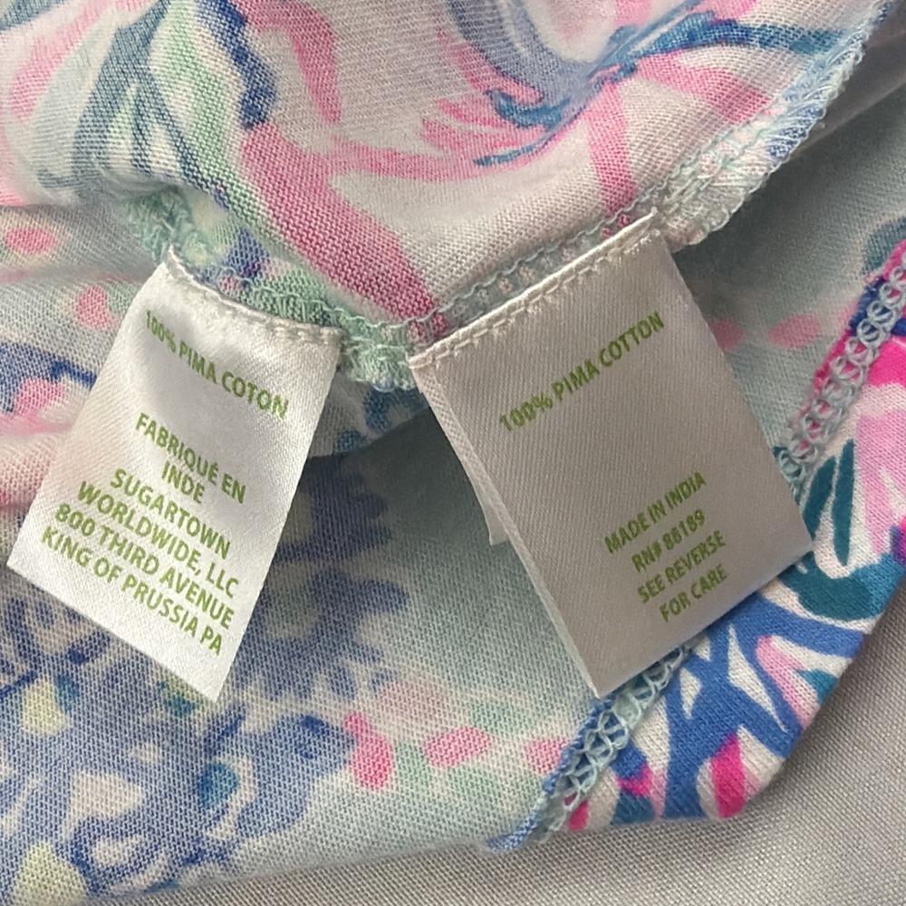 Lilly Pulitzer blue pink lightweight vneck cotton top SMALL preppy resort - Picture 6 of 8